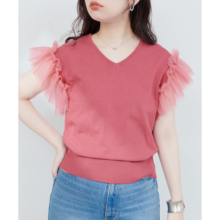 ピンク系 | 【natural couture】前後2way、チュールフリルドッキングニッ… | NICE CLAUP / OLIVE des OLIVE　OUTLET