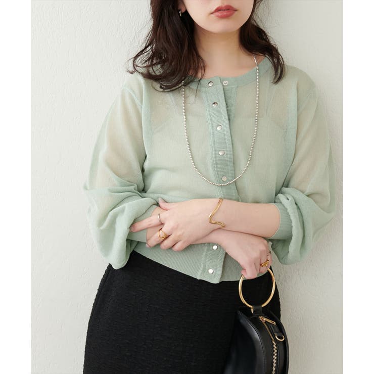 ミント | 【natural couture】ドット釦シアーカーデ | NICE CLAUP / OLIVE des OLIVE　OUTLET