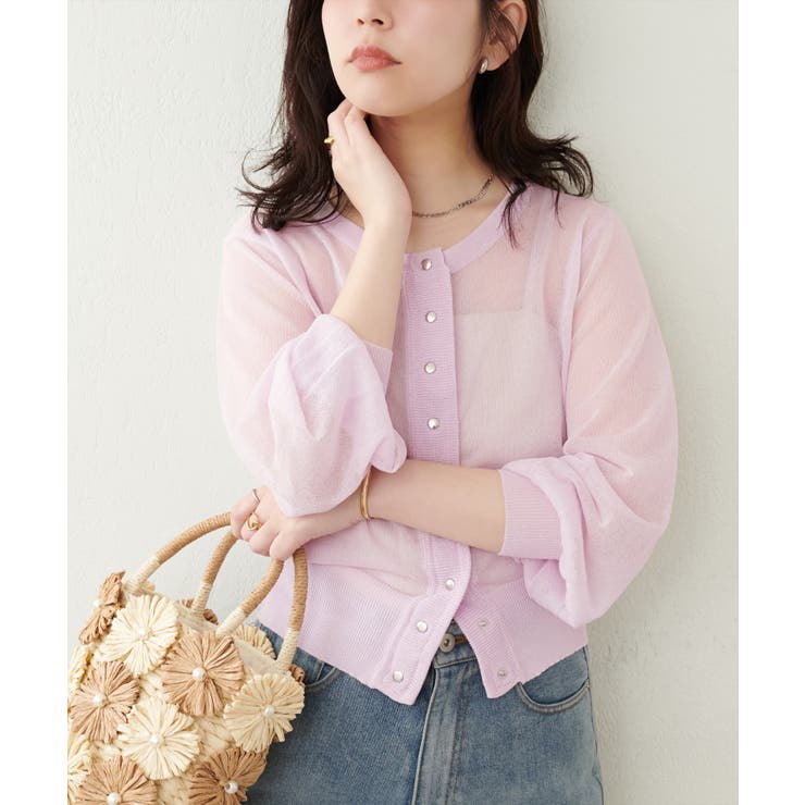 【natural couture】ドット釦シアーカーデ | NICE CLAUP / OLIVE des OLIVE　OUTLET | 詳細画像3 