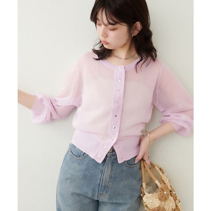 【natural couture】ドット釦シアーカーデ | NICE CLAUP / OLIVE des OLIVE　OUTLET | 詳細画像4 