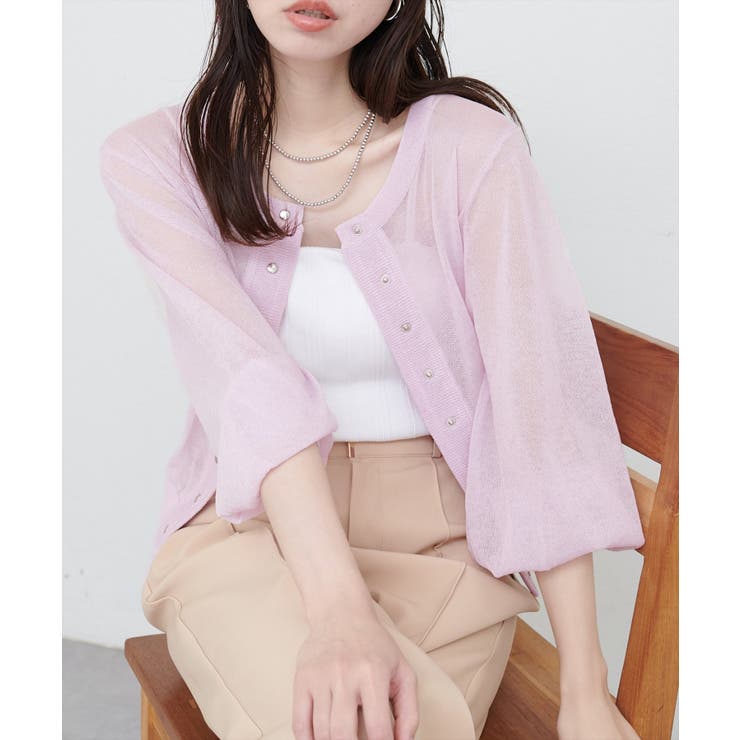 ラベンダー | 【natural couture】ドット釦シアーカーデ | NICE CLAUP / OLIVE des OLIVE　OUTLET