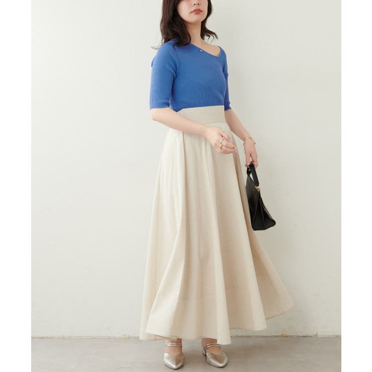 【natural couture】アシメネックリブ半袖ニット | NICE CLAUP / OLIVE des OLIVE　OUTLET | 詳細画像3 