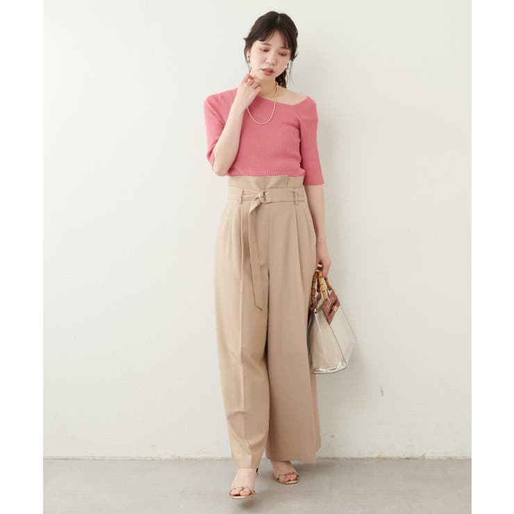 【natural couture】アシメネックリブ半袖ニット | NICE CLAUP / OLIVE des OLIVE　OUTLET | 詳細画像9 