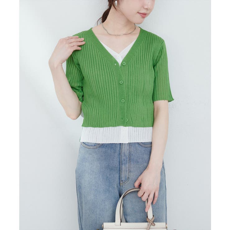 【natural couture】フェイクレイヤードカーデ | NICE CLAUP / OLIVE des OLIVE　OUTLET | 詳細画像2 