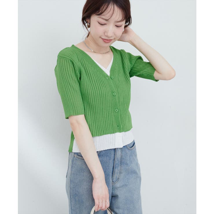 【natural couture】フェイクレイヤードカーデ | NICE CLAUP / OLIVE des OLIVE　OUTLET | 詳細画像3 