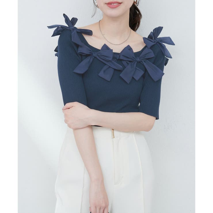 【natural couture】リボン×リボンリブニット | NICE CLAUP / OLIVE des OLIVE　OUTLET | 詳細画像23 