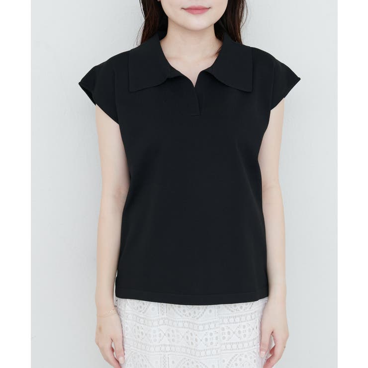 【natural couture】セットアップ対応ニットポロトップス | NICE CLAUP / OLIVE des OLIVE　OUTLET | 詳細画像6 