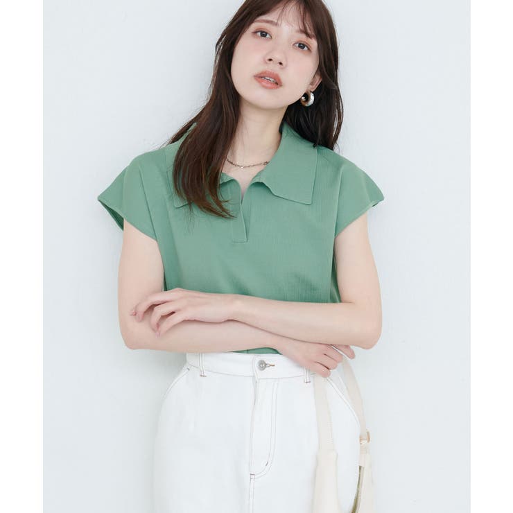 【natural couture】セットアップ対応ニットポロトップス | NICE CLAUP / OLIVE des OLIVE　OUTLET | 詳細画像15 