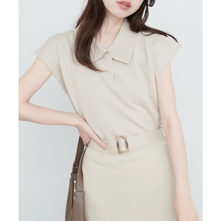 【natural couture】セットアップ対応ニットポロトップス | NICE CLAUP / OLIVE des OLIVE　OUTLET | 詳細画像18 