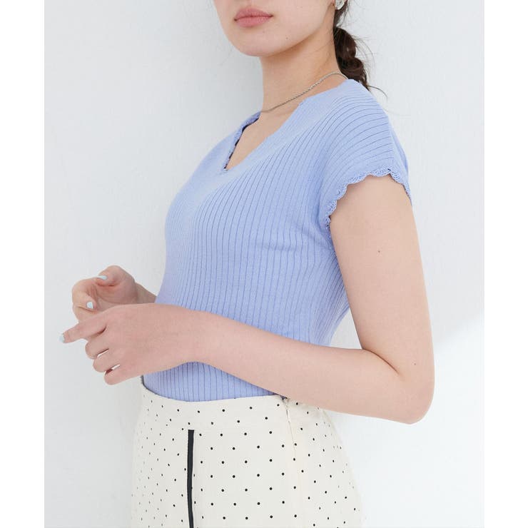 【natural couture】かぎ針風ちびスカラップフレンチリブニット | NICE CLAUP / OLIVE des OLIVE　OUTLET | 詳細画像4 