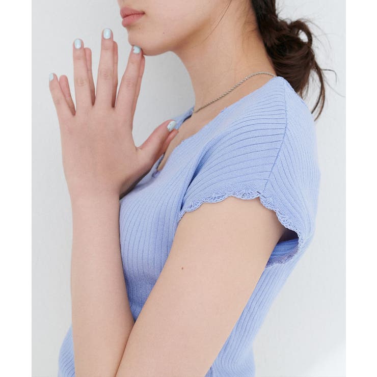 【natural couture】かぎ針風ちびスカラップフレンチリブニット | NICE CLAUP / OLIVE des OLIVE　OUTLET | 詳細画像5 