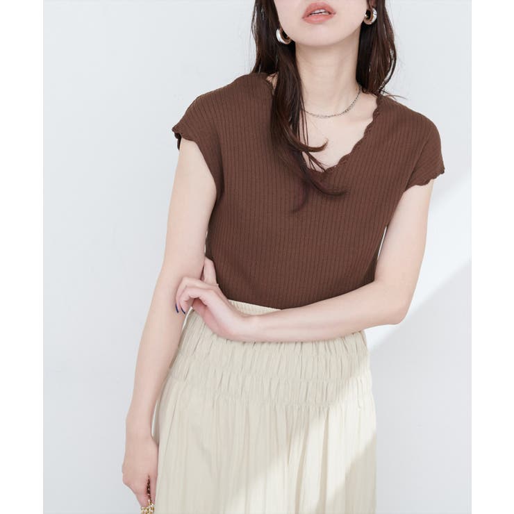 【natural couture】かぎ針風ちびスカラップフレンチリブニット | NICE CLAUP / OLIVE des OLIVE　OUTLET | 詳細画像8 