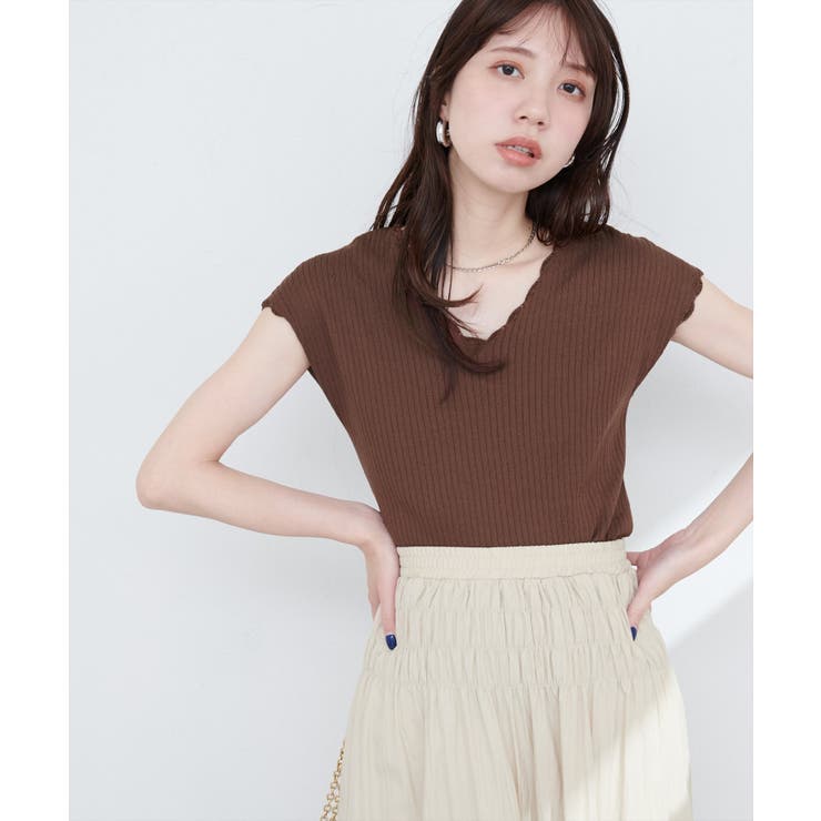 【natural couture】かぎ針風ちびスカラップフレンチリブニット | NICE CLAUP / OLIVE des OLIVE　OUTLET | 詳細画像9 