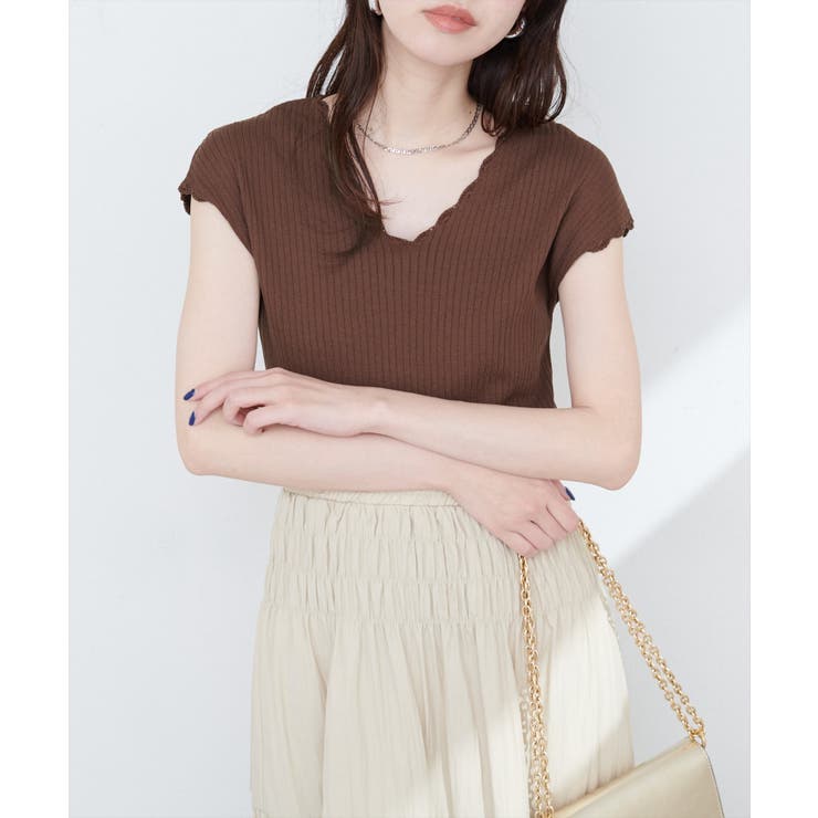 【natural couture】かぎ針風ちびスカラップフレンチリブニット | NICE CLAUP / OLIVE des OLIVE　OUTLET | 詳細画像10 