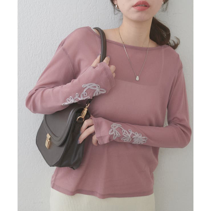 【natural couture】ネットチュール配色柄刺繍プルオーバー | NICE CLAUP / OLIVE des OLIVE　OUTLET | 詳細画像8 