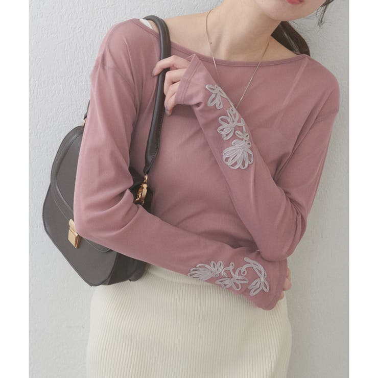 【natural couture】ネットチュール配色柄刺繍プルオーバー | NICE CLAUP / OLIVE des OLIVE　OUTLET | 詳細画像9 