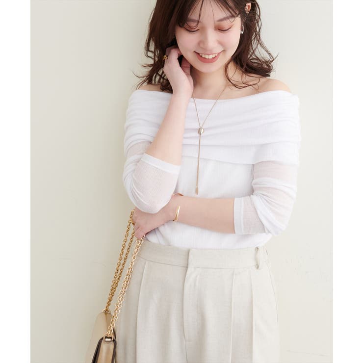 【natural couture】シアーギャザーオフショルプルオーバー | NICE CLAUP / OLIVE des OLIVE　OUTLET | 詳細画像3 