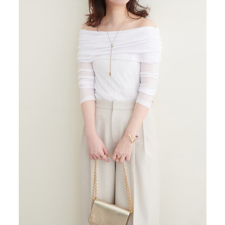 【natural couture】シアーギャザーオフショルプルオーバー | NICE CLAUP / OLIVE des OLIVE　OUTLET | 詳細画像6 