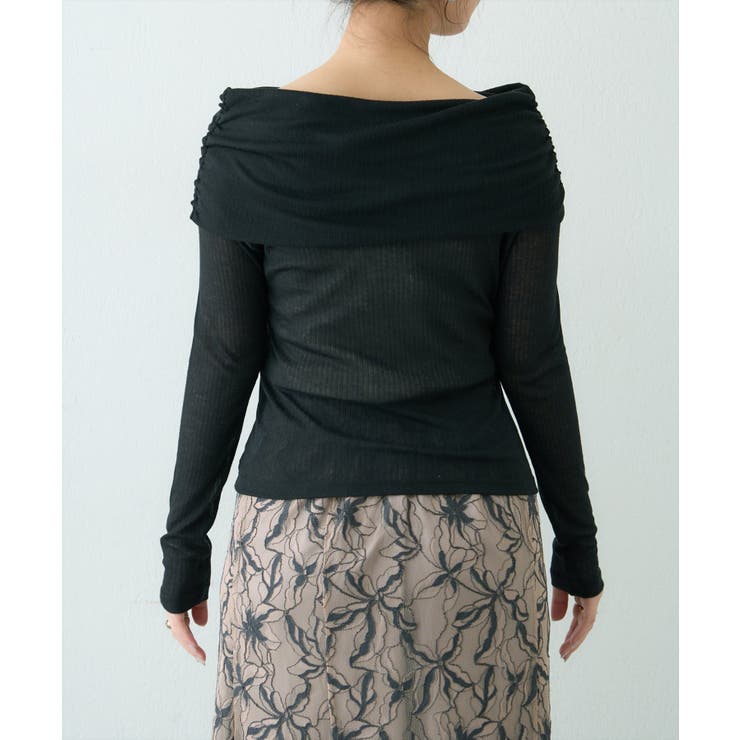 【natural couture】シアーギャザーオフショルプルオーバー | NICE CLAUP / OLIVE des OLIVE　OUTLET | 詳細画像8 