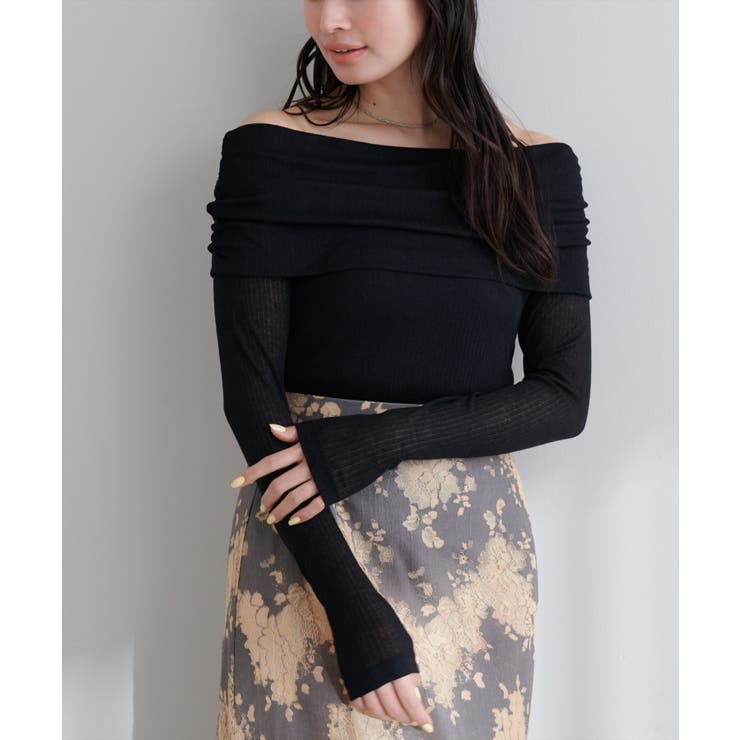 【natural couture】シアーギャザーオフショルプルオーバー | NICE CLAUP / OLIVE des OLIVE　OUTLET | 詳細画像13 