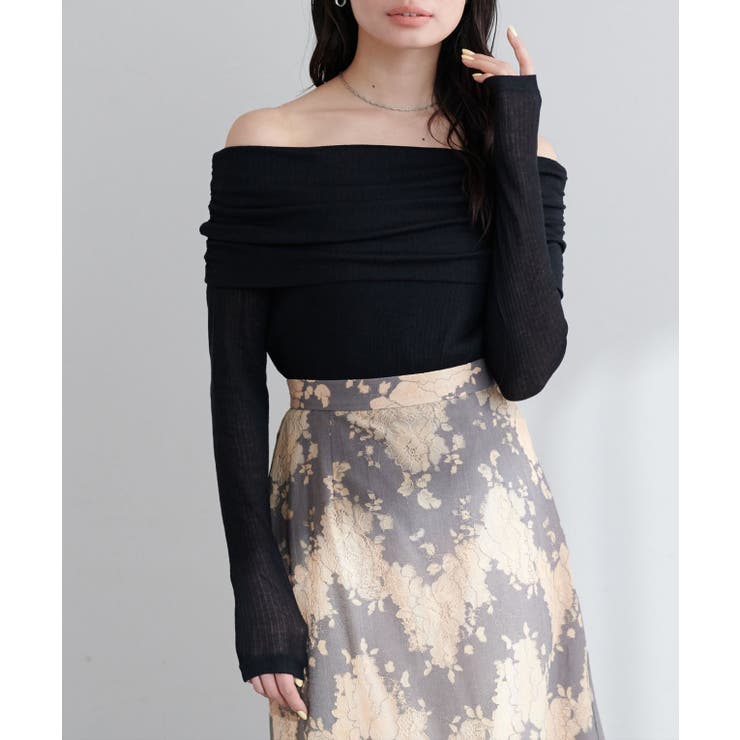 【natural couture】シアーギャザーオフショルプルオーバー | NICE CLAUP / OLIVE des OLIVE　OUTLET | 詳細画像15 