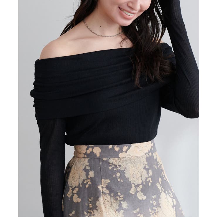 【natural couture】シアーギャザーオフショルプルオーバー | NICE CLAUP / OLIVE des OLIVE　OUTLET | 詳細画像16 