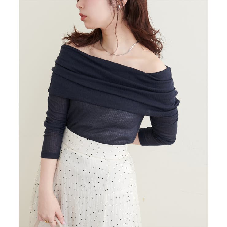 【natural couture】シアーギャザーオフショルプルオーバー | NICE CLAUP / OLIVE des OLIVE　OUTLET | 詳細画像1 