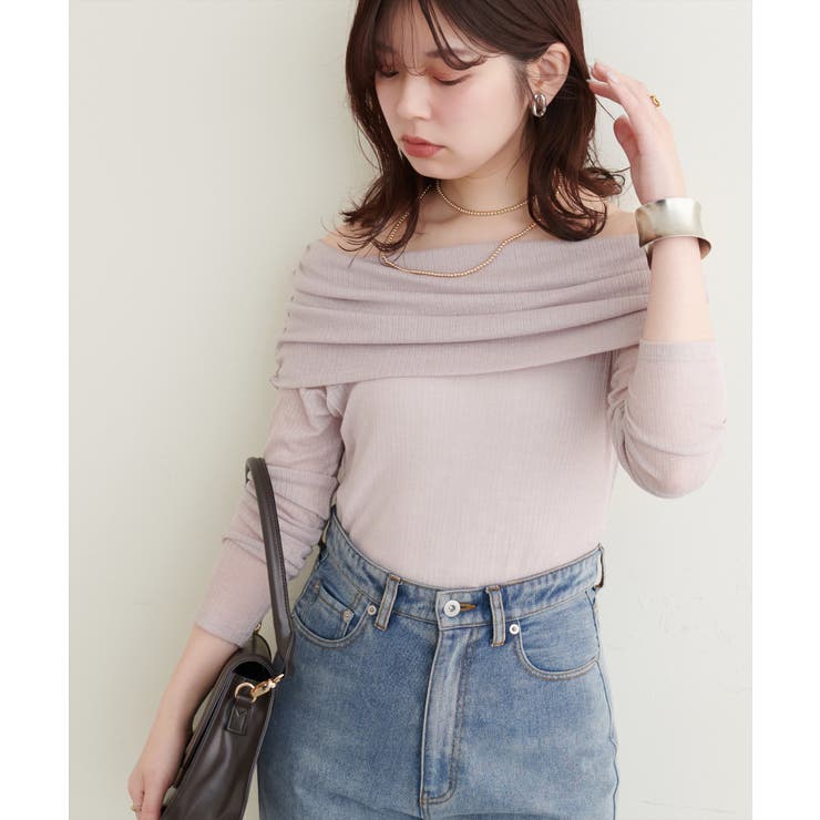 【natural couture】シアーギャザーオフショルプルオーバー | NICE CLAUP / OLIVE des OLIVE　OUTLET | 詳細画像22 