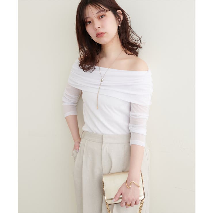 オフ | 【natural couture】シアーギャザーオフショルプルオーバー | NICE CLAUP / OLIVE des OLIVE　OUTLET