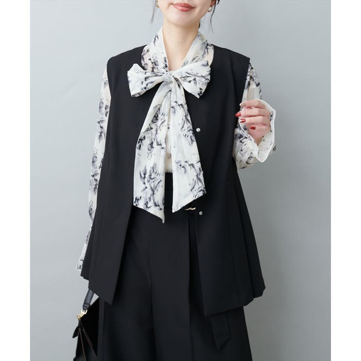 【natural couture】オケージョン対応可 / ツイルタックベスト | NICE CLAUP / OLIVE des OLIVE　OUTLET | 詳細画像1 