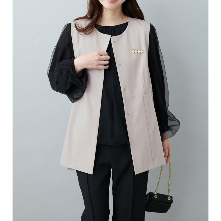 【natural couture】オケージョン対応可 / ツイルタックベスト | NICE CLAUP / OLIVE des OLIVE　OUTLET | 詳細画像6 