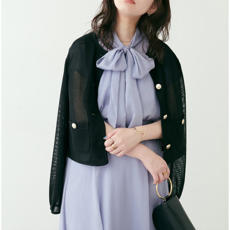 natural couture】ラッセルノーカラー羽織ジャケット[品番