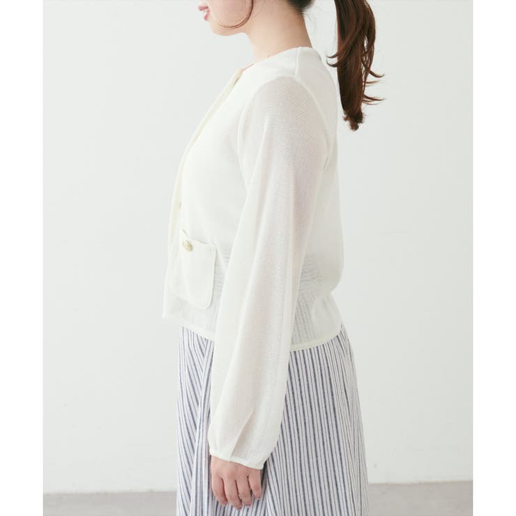 natural couture】ラッセルノーカラー羽織ジャケット[品番