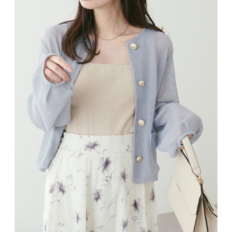 natural couture】ラッセルノーカラー羽織ジャケット[品番