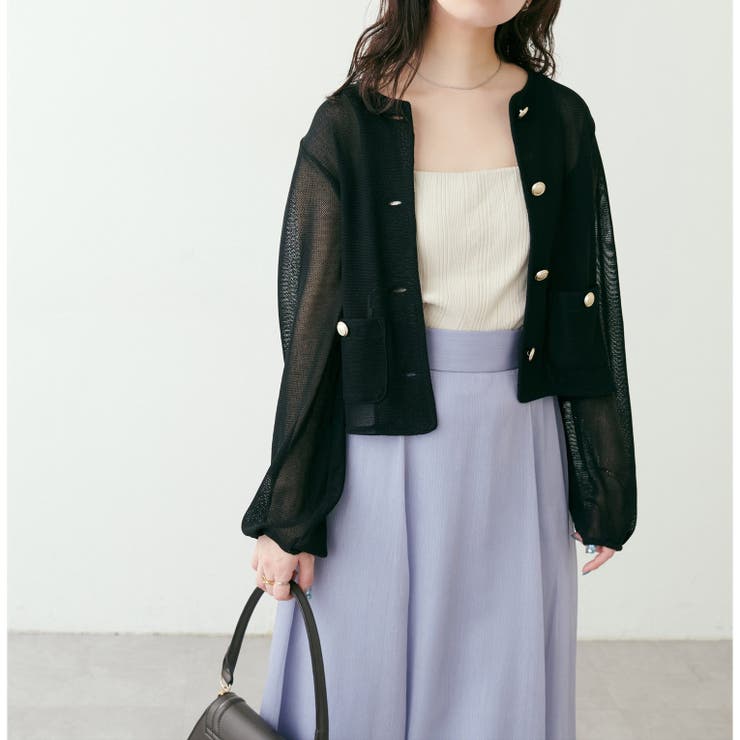 natural couture】ラッセルノーカラー羽織ジャケット[品番