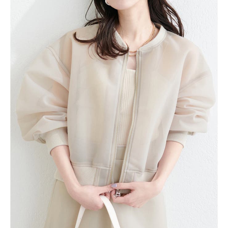 natural couture】メッシュダンボールWZIPブルゾン[品番