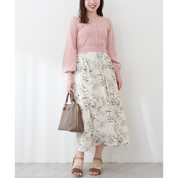 前後2way花柄ドッキングニットワンピース | NICE CLAUP / OLIVE des OLIVE　OUTLET | 詳細画像8 