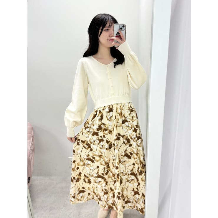 前後2way花柄ドッキングニットワンピース | NICE CLAUP / OLIVE des OLIVE　OUTLET | 詳細画像34 