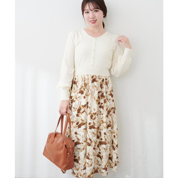 前後2way花柄ドッキングニットワンピース | NICE CLAUP / OLIVE des OLIVE　OUTLET | 詳細画像5 