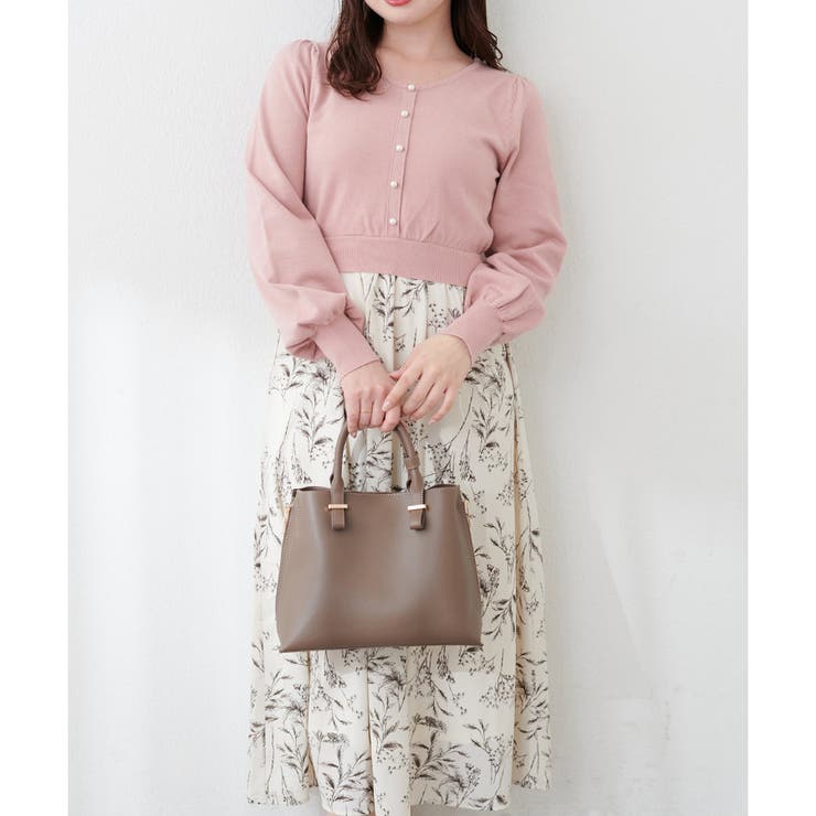 ピンク | 前後2way花柄ドッキングニットワンピース | NICE CLAUP / OLIVE des OLIVE　OUTLET