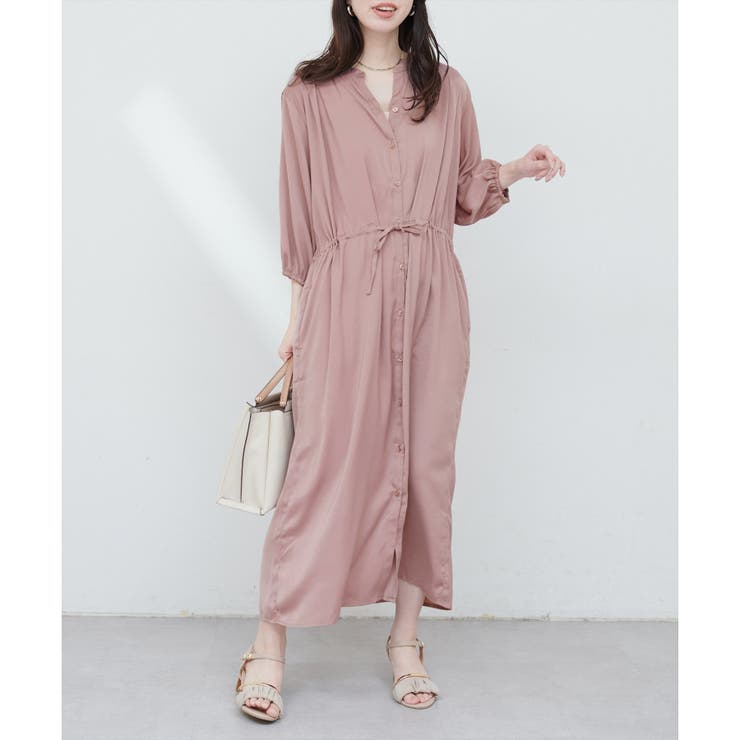 【natural couture】たっぷりギャザーサテンワンピース | NICE CLAUP / OLIVE des OLIVE　OUTLET | 詳細画像4 