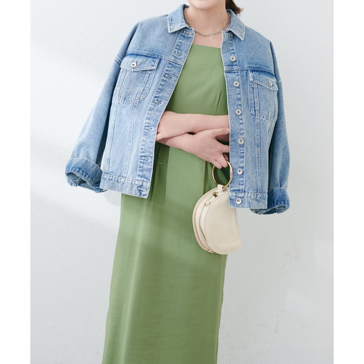 グリーン | 【natural couture】〈ako〉綿麻パフ袖ワンピース | NICE CLAUP / OLIVE des OLIVE　OUTLET