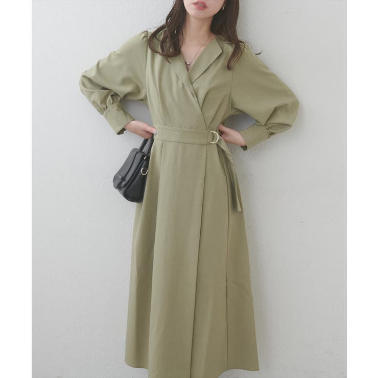 カーキ | 【natural couture】オープンネックレディワンピース | NICE CLAUP / OLIVE des OLIVE　OUTLET