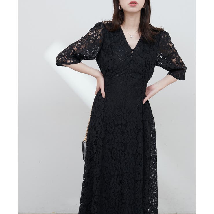 新品✨ワンピ♡レトロ感夏のクラシックシンプルワンピース レトロレースワンピース[品番：NCLW0016316]｜NICE CLAUP