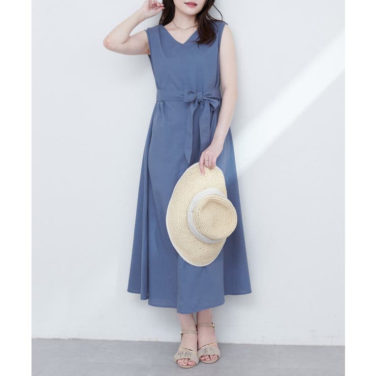 ブルー | 【natural couture】選べる袖丈前後2WAYベルト付きワンピース | NICE CLAUP / OLIVE des OLIVE　OUTLET