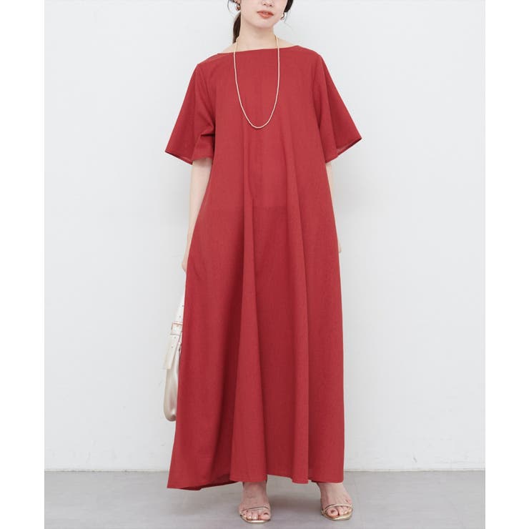 レッド | 【natural couture】選べる袖丈前後2WAYベルト付きワンピース | NICE CLAUP / OLIVE des OLIVE　OUTLET