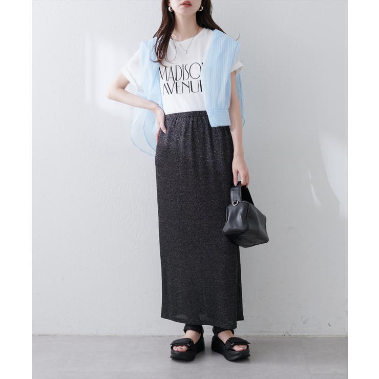 【natural couture】ラメリブタイトスカート | NICE CLAUP / OLIVE des OLIVE　OUTLET | 詳細画像7 