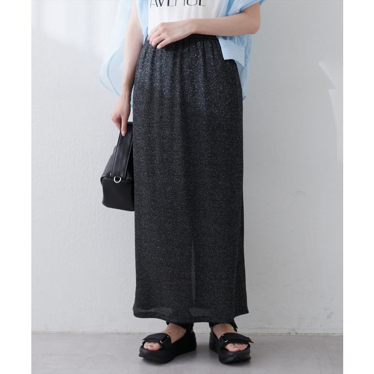 【natural couture】ラメリブタイトスカート | NICE CLAUP / OLIVE des OLIVE　OUTLET | 詳細画像8 