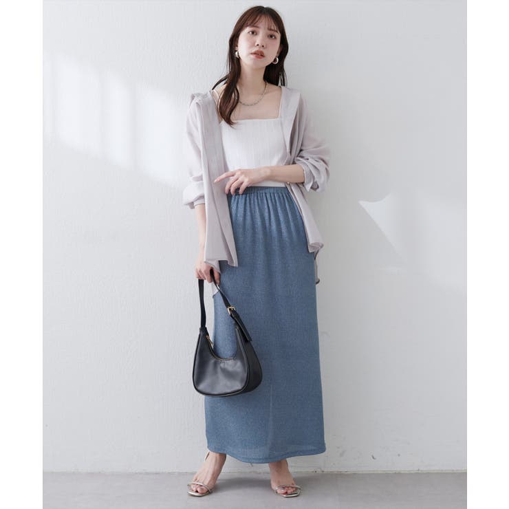 【natural couture】ラメリブタイトスカート | NICE CLAUP / OLIVE des OLIVE　OUTLET | 詳細画像14 