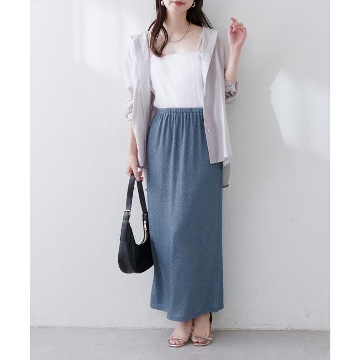 【natural couture】ラメリブタイトスカート | NICE CLAUP / OLIVE des OLIVE　OUTLET | 詳細画像15 